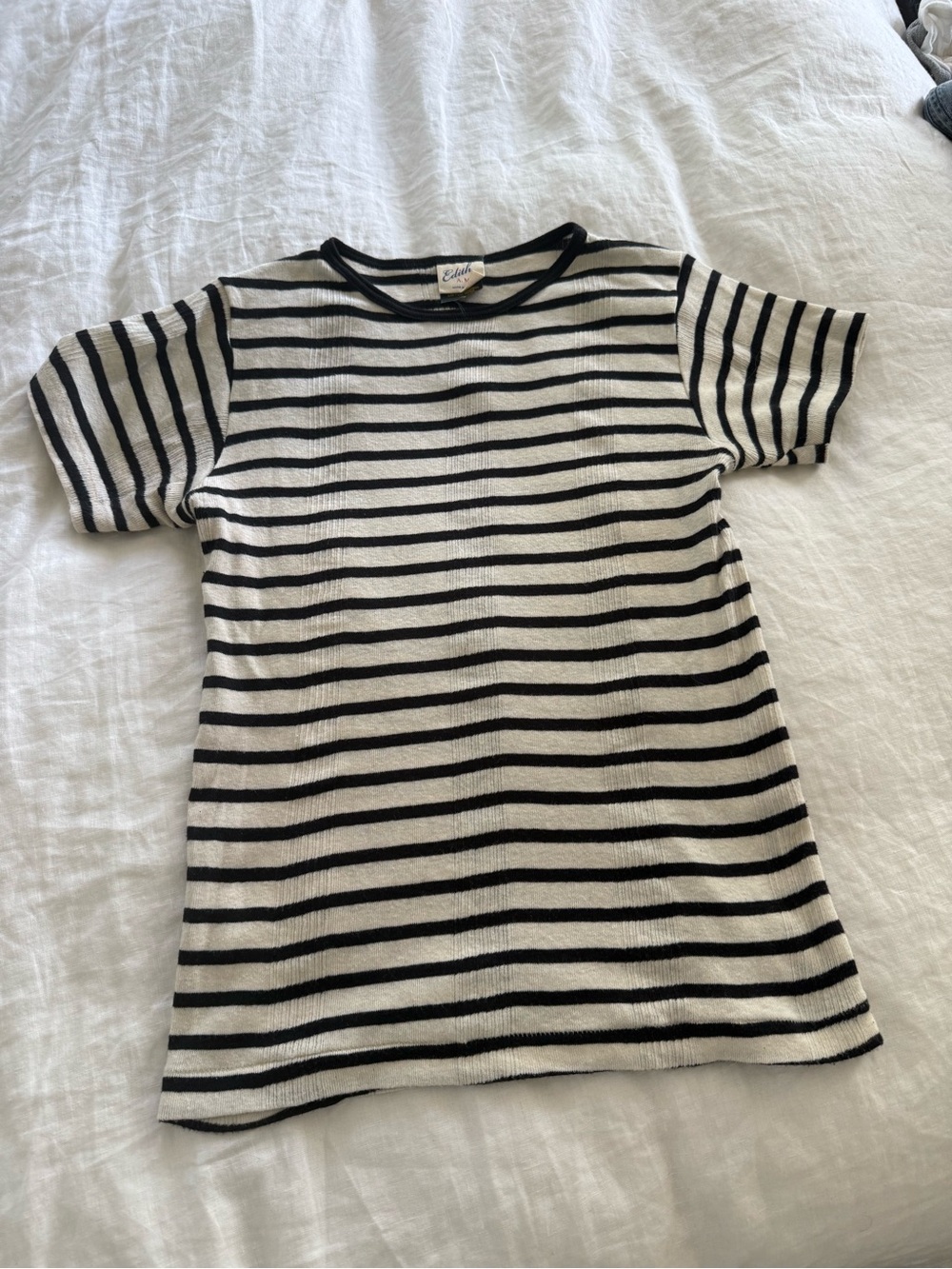 Edith Miller Striped Black & White Short Sleeve Tee 100% cotton